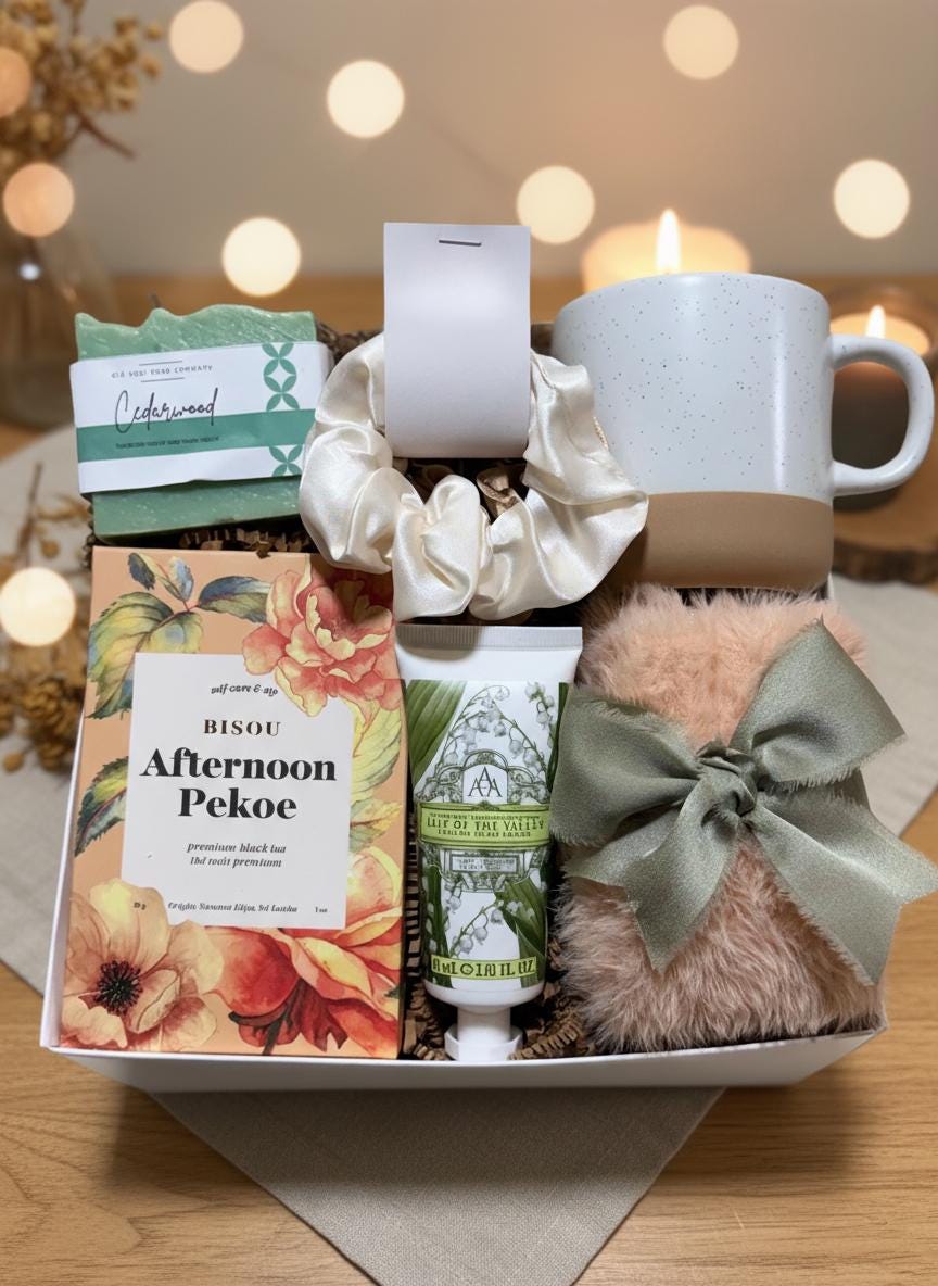 Thinking of You Wellness Tea Gift Box Her Personalized Gift Set Birthday Gift Care Package Thank You Special Treat Wellness Box Pamper Kit