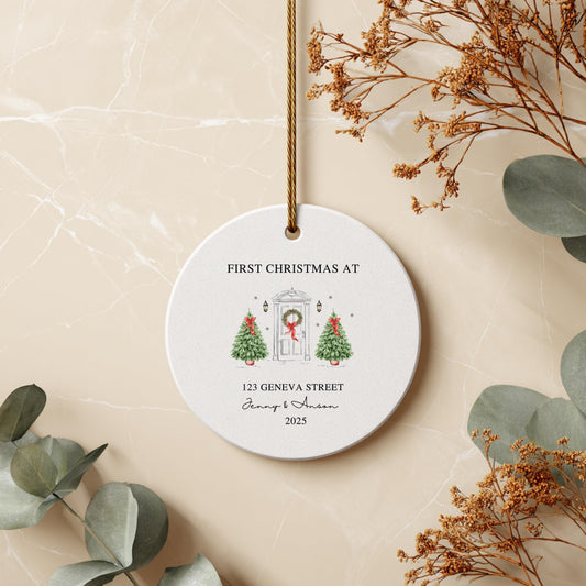First Christmas Gift New Home Ornament Personalized Address Keepsake Housewarming Gift for Family Custom Holiday Ornament Personalized Gift