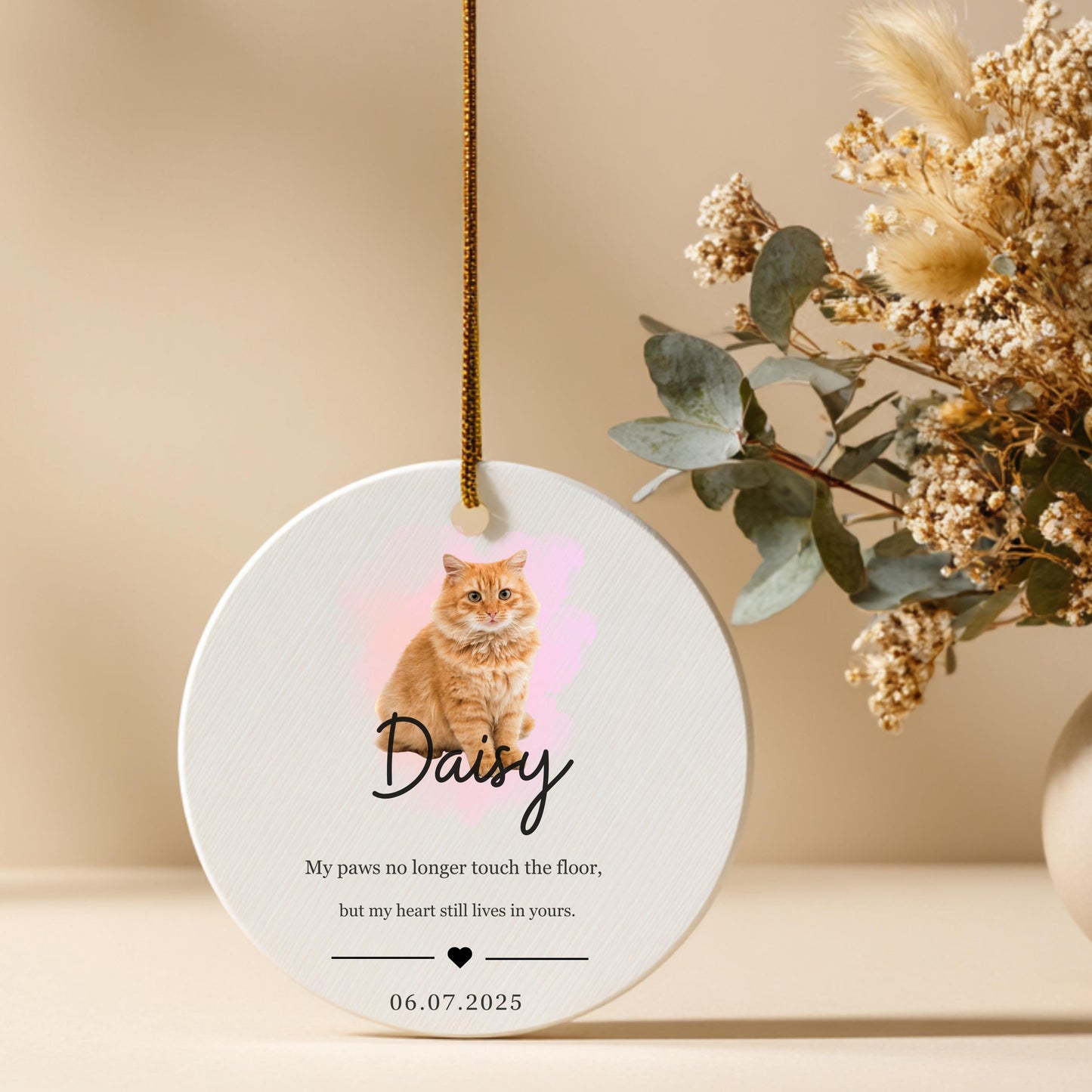 Personalized Cat Ornament with Photo Pet Ornament Memorial Gift Loss of Cat Ornament Breavement Sorry For Your Loss Gift Cat Keepsake Gift