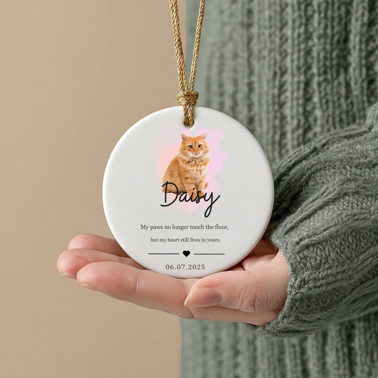 Personalized Cat Ornament with Photo Pet Ornament Memorial Gift Loss of Cat Ornament Breavement Sorry For Your Loss Gift Cat Keepsake Gift