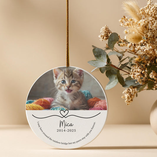 Personalized Cat Watercolor Ornament With Name Custom Ornament Christmas Cat Ornament Personalized Cat Ornament Custom Cat Memorial Ornament
