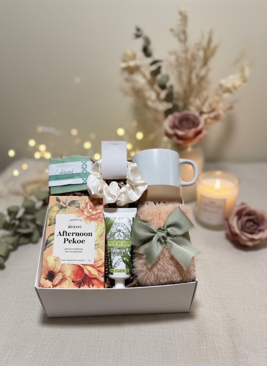 Thinking of You Wellness Tea Gift Box Her Personalized Gift Set Birthday Gift Care Package Thank You Special Treat Wellness Box Pamper Kit