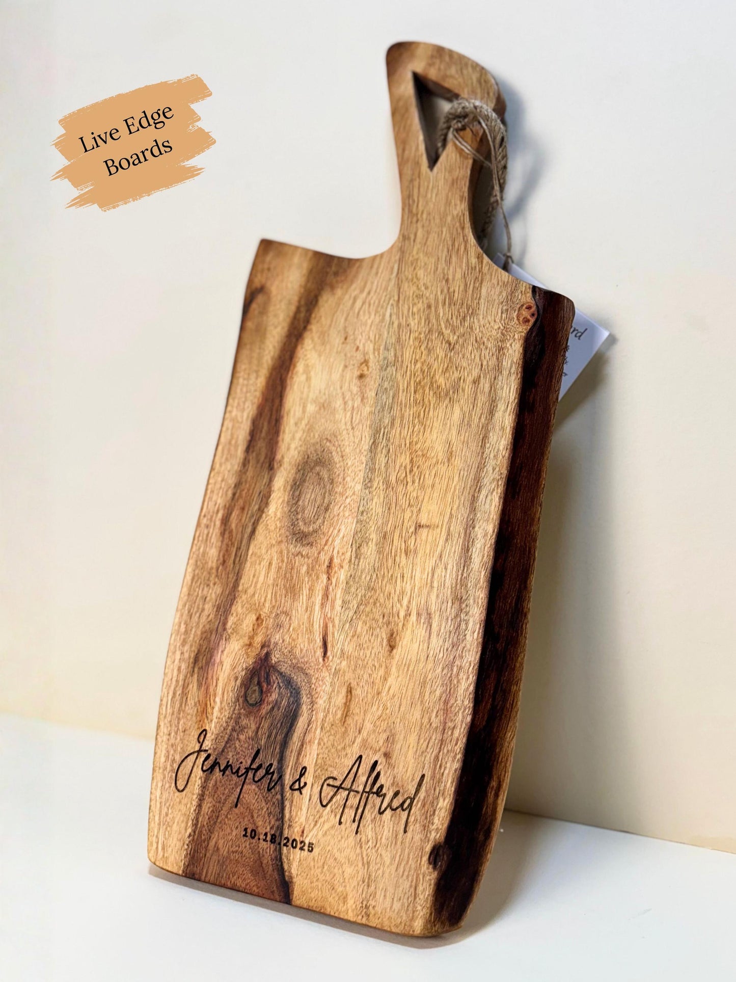 Personalized Charcuterie Board Wedding Gift Idea Kitchen Serving Tray Custom Engraving Acacia Wood Cutting Engagement Newlywed Serving Board