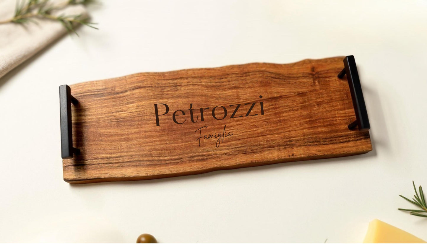 Personalized Cheese Board Couples Gift For Her Live Edge Cutting Board Custom Cheese Tray Hostess Gift Wooden Chopping Board Present Clients