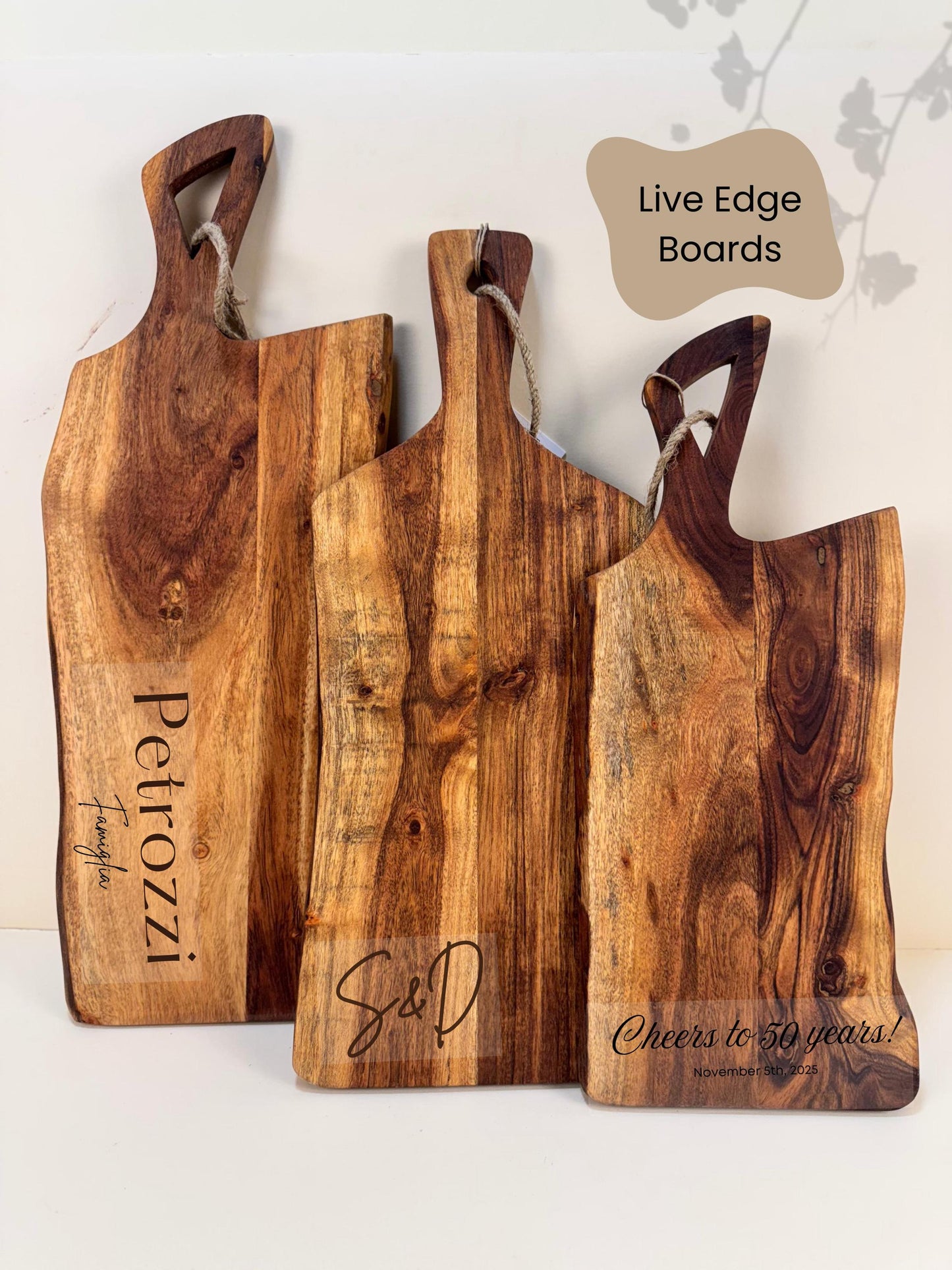 Personalized Charcuterie Board Wedding Gift Idea Kitchen Serving Tray Custom Engraving Acacia Wood Cutting Engagement Newlywed Serving Board