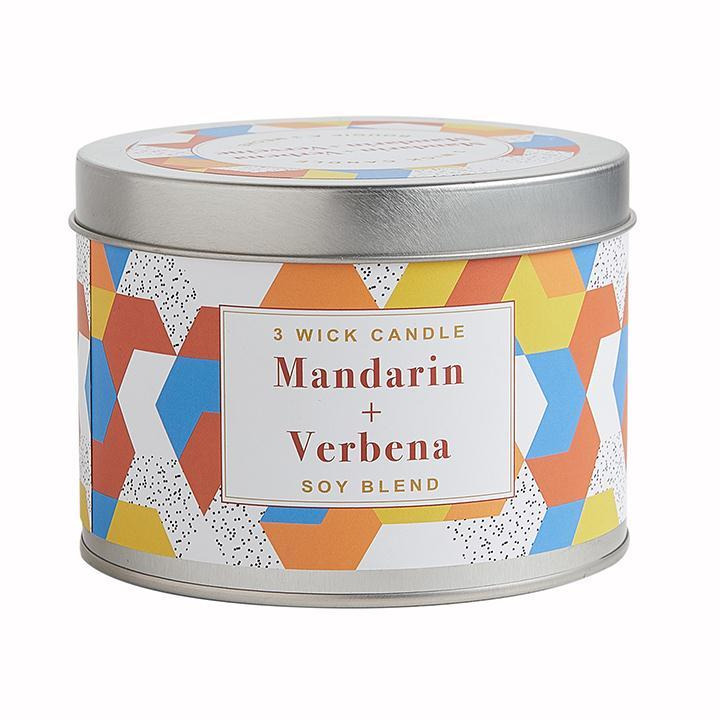 3-WICK TIN MANDARIN & VERBENA PARAFFIN/SOY BLEND CANDLE (AZ)