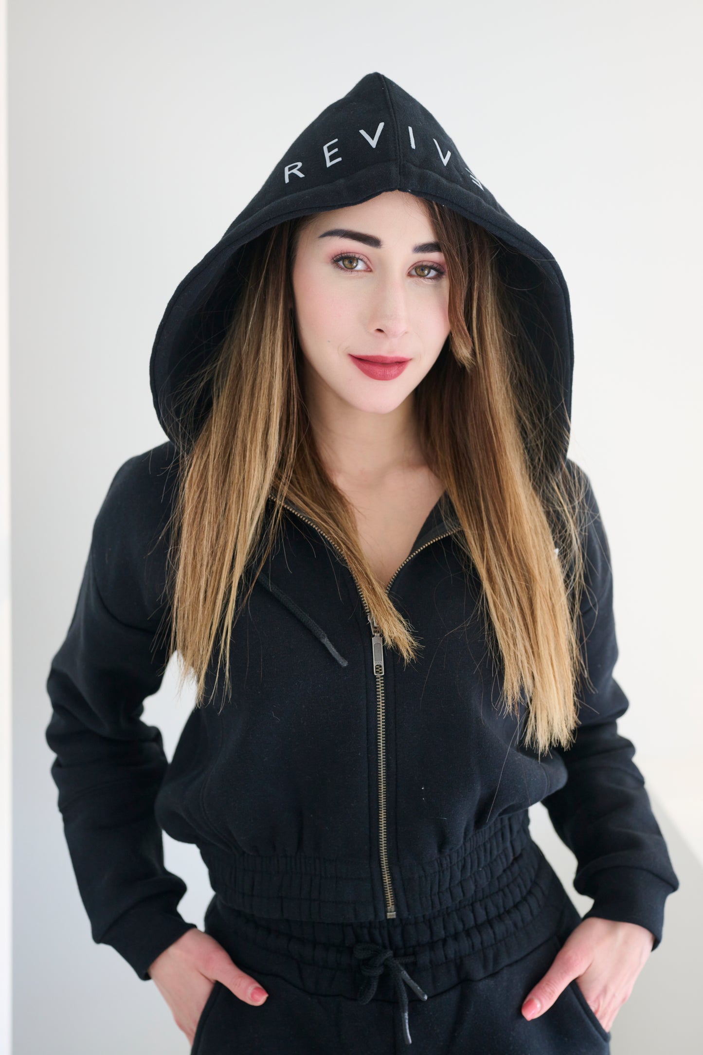 Cropped Zip Hoodie Black