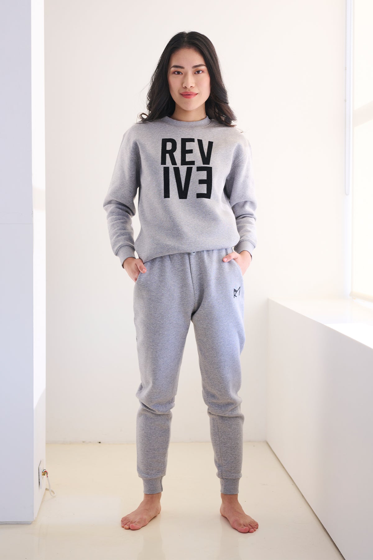 Two Piece Lounge Set - Classic Crew Neck Jumper + Classic Jogger - Black