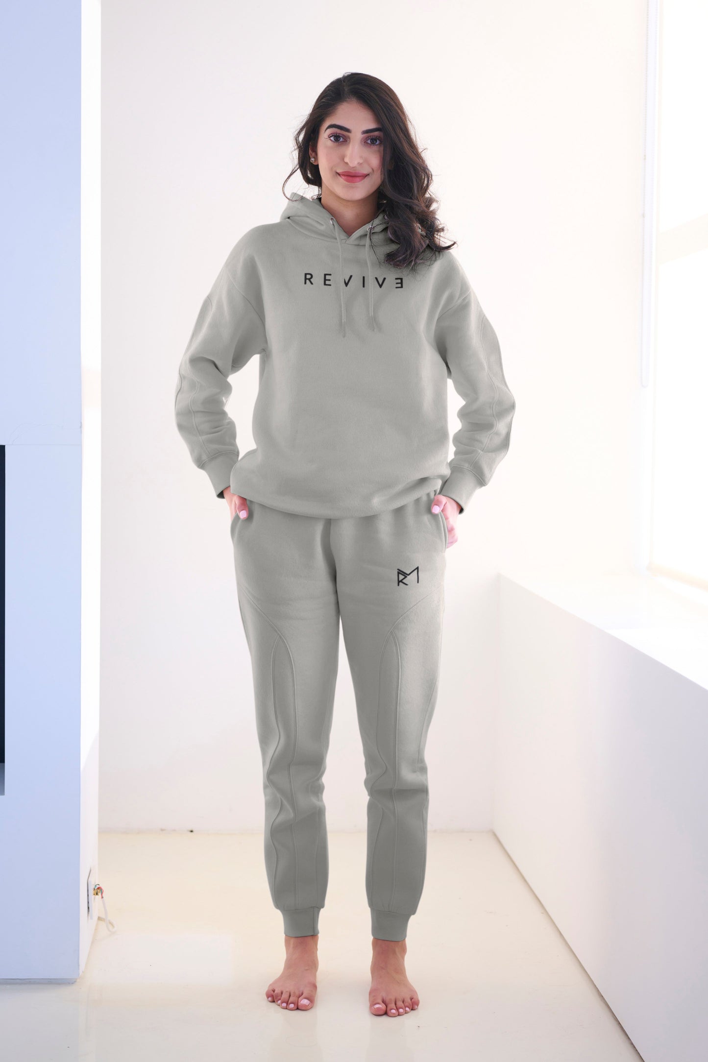 Two Piece Lounge Set. Oversized Hoodie + Jogger - Grey Heather