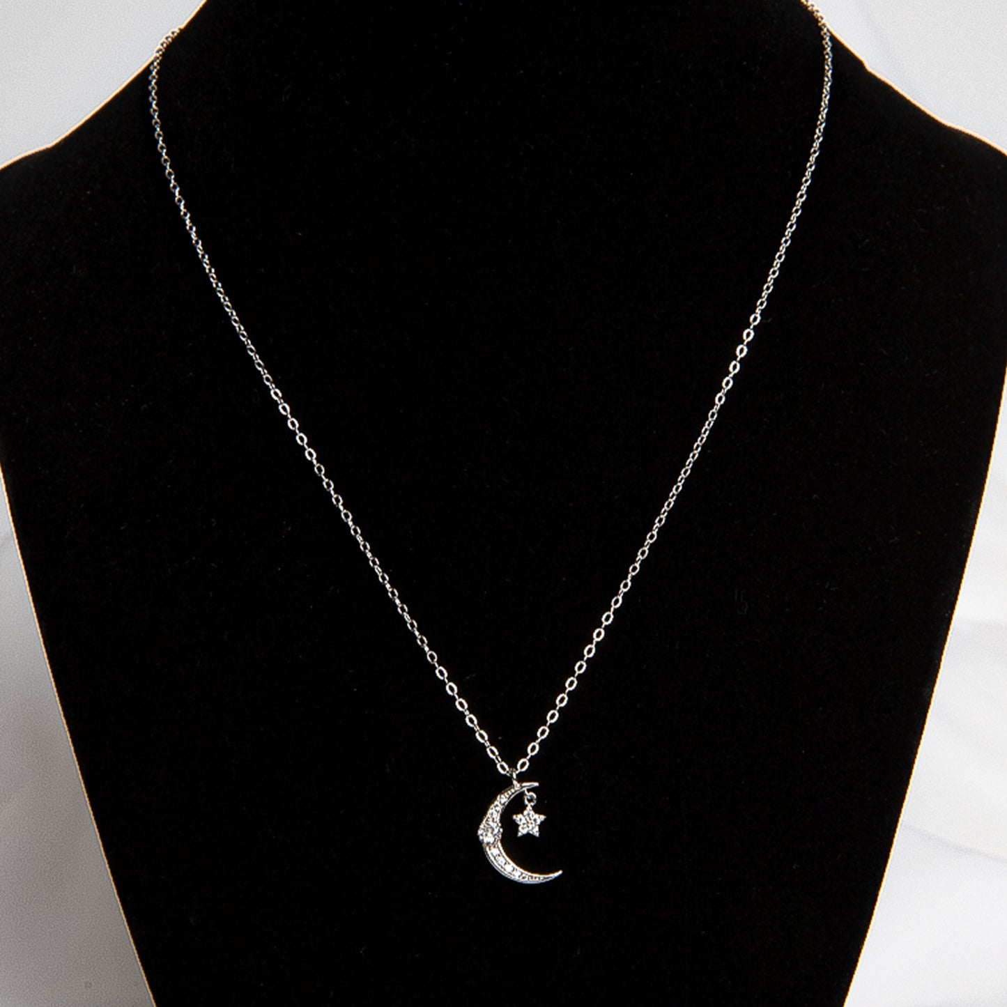 Moon and Star Pendant Necklace