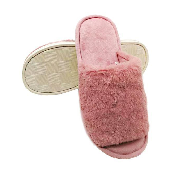 Fluffy open 2025 toe slippers